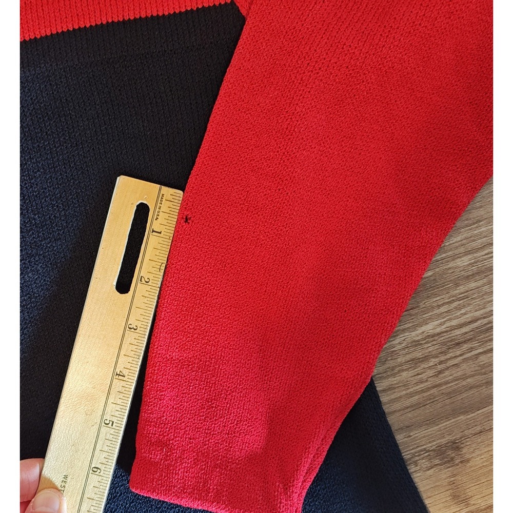 St John Marie Gray Knit Dress Womens 12 Red Black Colorblock Mock‎ Neck Santana - Picture 10 of 13